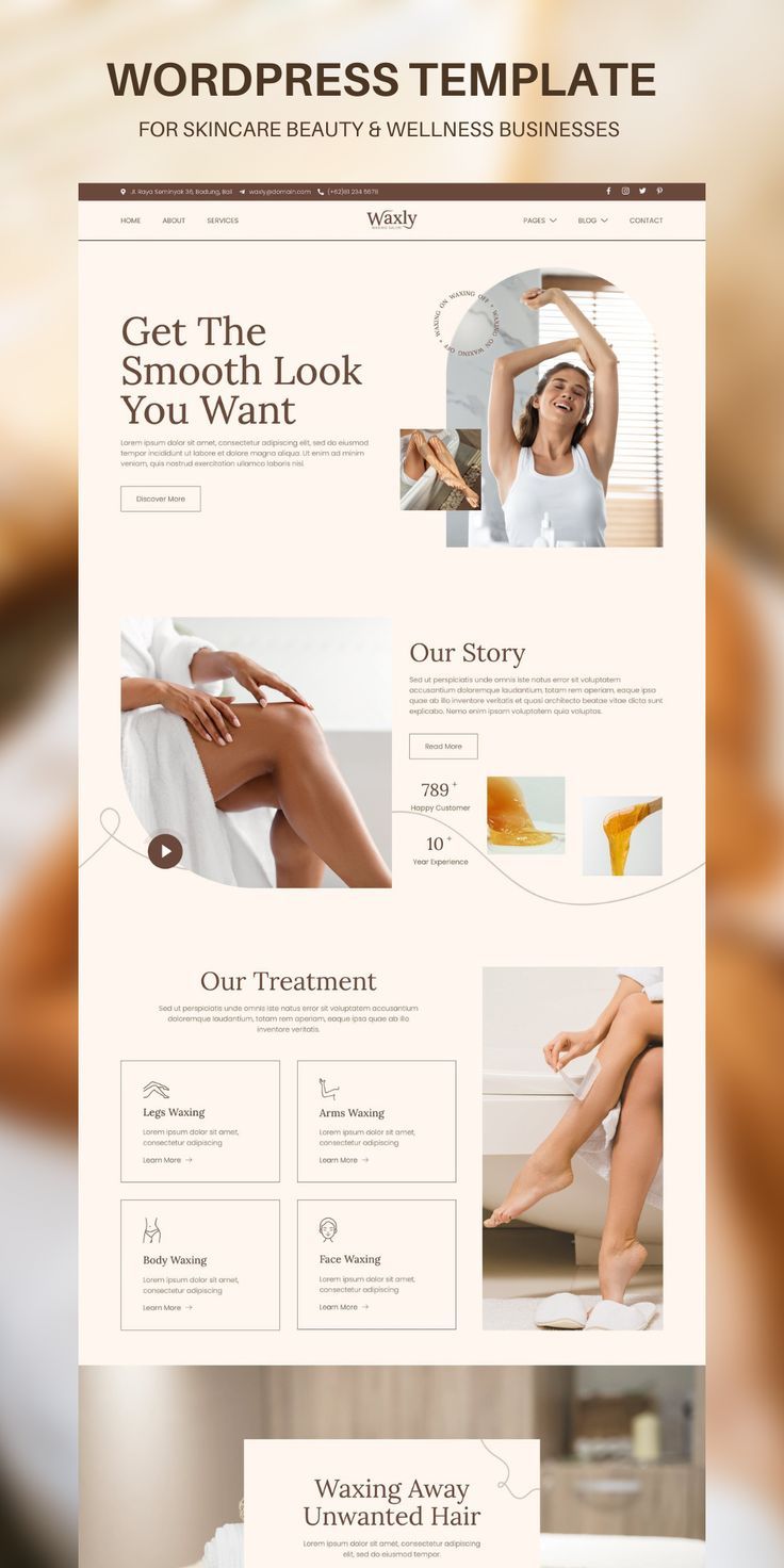 Waxly WordPress Website Template | DIY Web Design for Beauty & Wellness, Spa, Salon Businesses