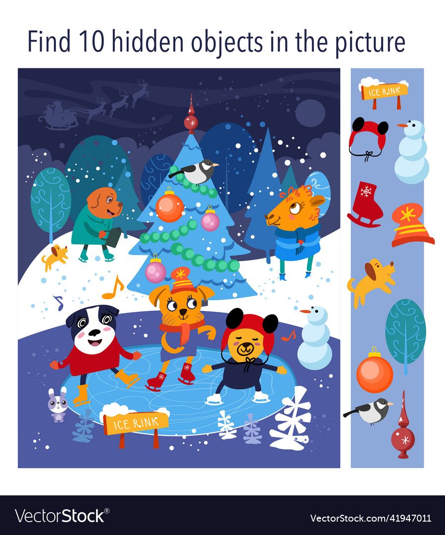 Find 10 hidden objects in picture funny dogs vector image on VectorStock