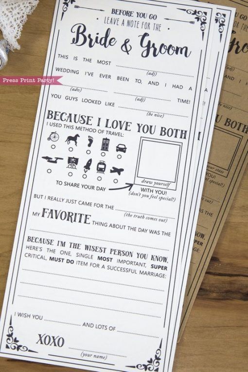 wedding reception games mad libs printables press print