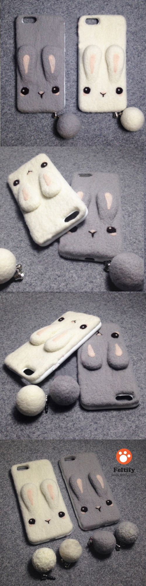 Handmade needle felted felting cute animal project bunny iphone case #needlefeltedbunny