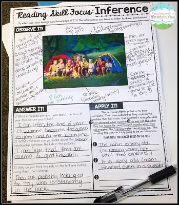 For years, I have witnessed, over and over again, the value of using pictures to teach reading skills in my classroom. I always use them to introduce reading skills like inference, story elements, ca Reading Lessons, Reading Activities, Guided Reading, Reading Writing, Reading Ideas, Inference Activities, Math Lessons, Reading Teacher, Close Reading
