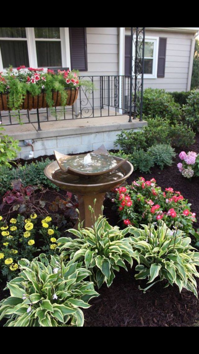 Bubbling Bird Bath Plant Combo Landscaping Landscaping