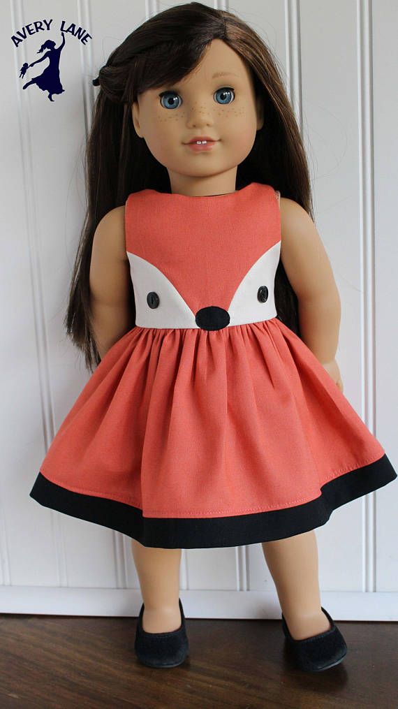 18 Doll clothes pattern Fiona Fox Doll Dress sewing Pattern Avery Lane Designs 18 inch size doll PDF #dolldresspatterns