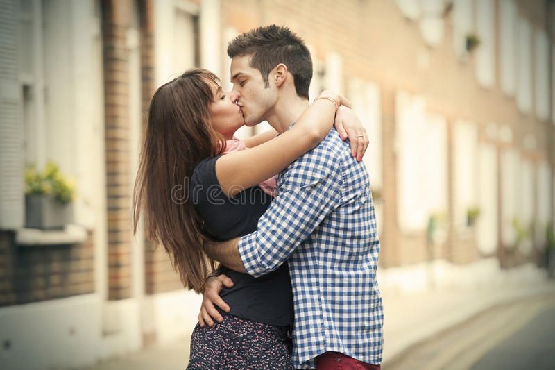 Kiss Of Couple On Street Of Chelsea In London Sponsored
