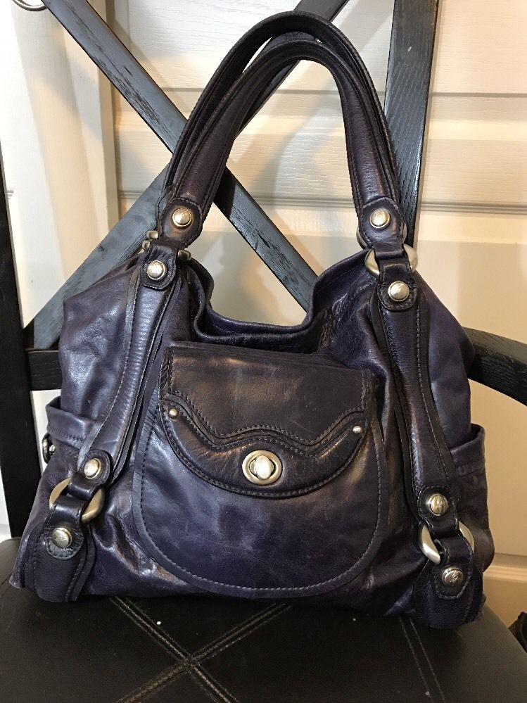 Cettu Italian Leather Satchel Handbag Tote Dark Purple Silver Turn Cettu Italian Leather Satchel Handbag Tote Dark Purple Silver Turn Lock Gloved Ebay