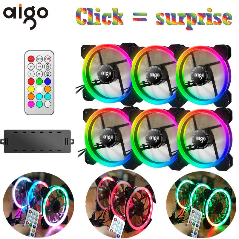 Aigo Dr12 3pcs Computer Case Pc Cooling Fan Rgb Adjust Led 120mm