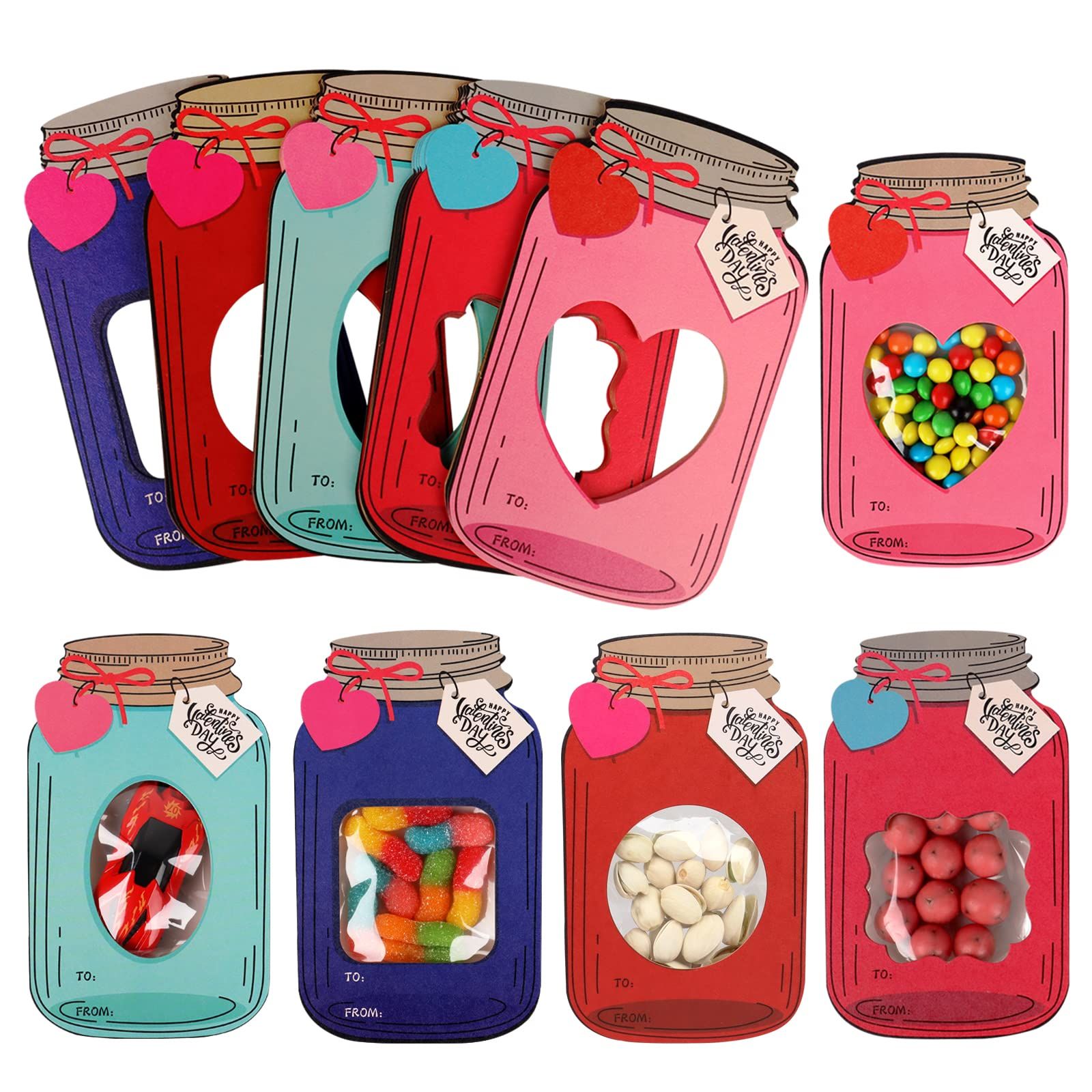 Giiffu 50 Pack Valentines Cards For Kids Mason Jar Happy Valentines top-10-gifts-for-moms-and-dads-christmas-presents-for-moms-diy-gifts