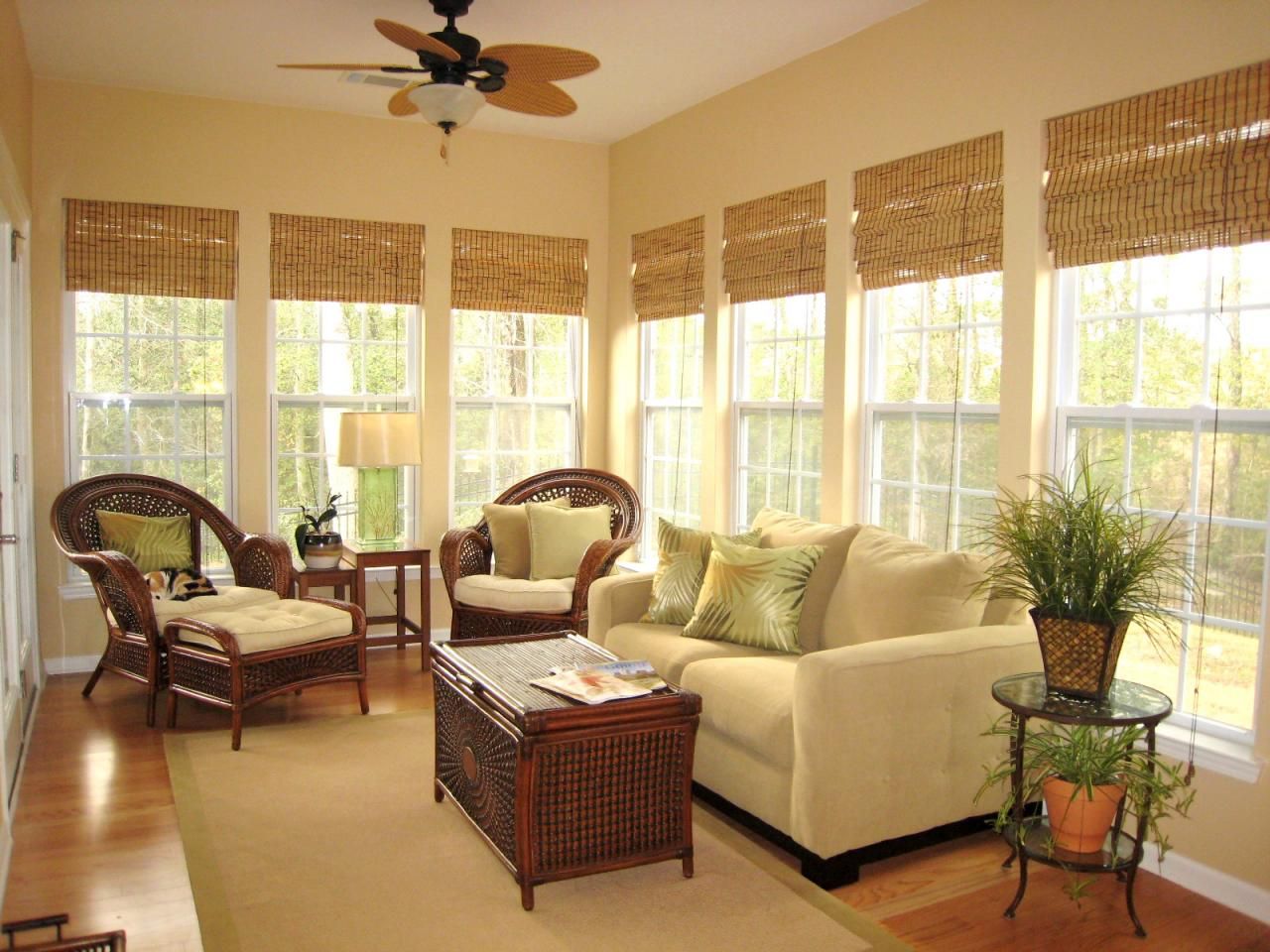 Classic Bamboo Roman Shades Sunroom furniture, Sunroom Classic Bamboo Roman Shades Sunroom furniture, Sunroom