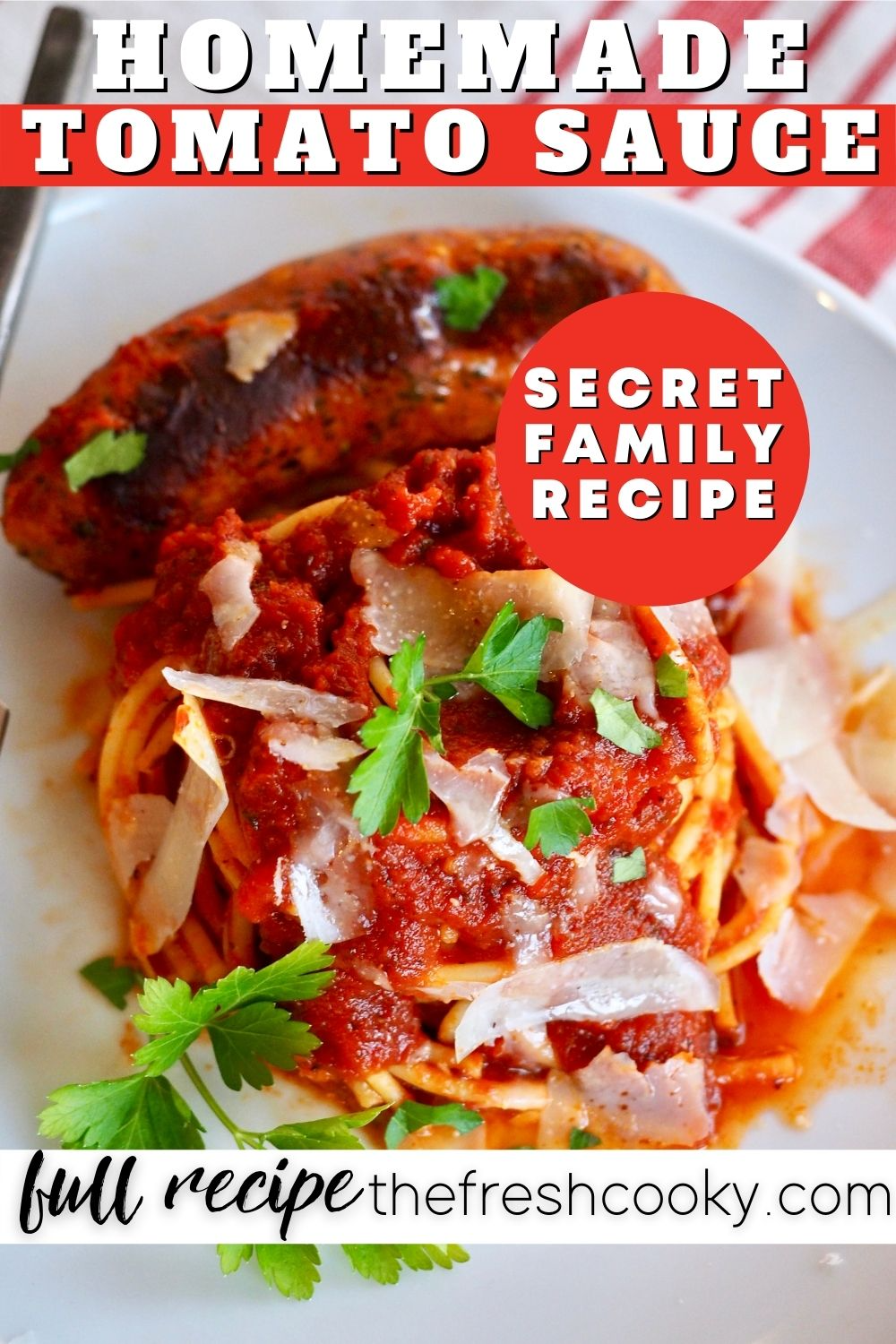 Seriously, the BEST! This Spaghetti Tomato Sauce recipe has been passed down from my restaurant owning, Italian Grandpa! Loaded with San Marzano tomatoes, roasted garlic, fresh basil, and other herbs and spices. Make it today, use it over pasta, meatball subs, lasagna or for calzone dipping! Easy traditional Italian Tomato Sauce recipe via @thefreshcooky Spaghetti Tomato Sauce, Best Homemade Spaghetti Sauce, Italian Spaghetti Sauce, Easy Pasta Sauce, Italian Tomato Sauce, Marinara Sauce Recipe, Spaghetti Sauce Recipe, Homemade Tomato Sauce, Sauce Recipes