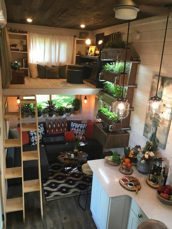 Office Loft & Living Room - Ever Growing Tiny House #designerinterior