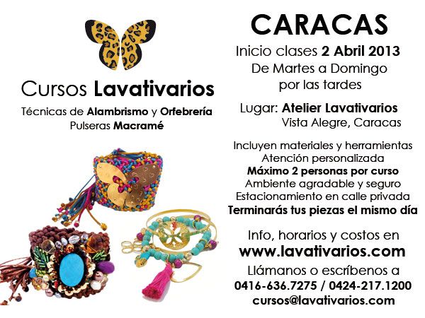 El Próximo Martes 2 De Abril Comienzan Los Cursos Lavativarios Sobre Técnicas De Alambrismo Orfebrería Y Macramé Disenos De Unas Caracas Y Joyeria Artesanal