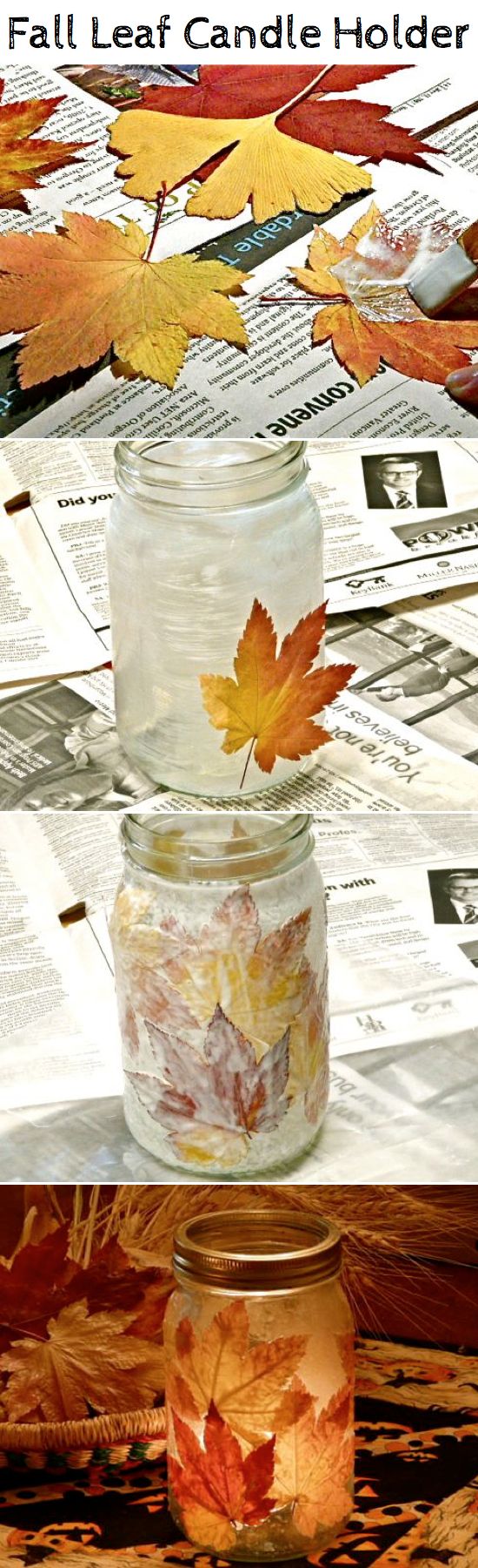 DIY Fall Leaf Candle Holder Kids Crafts, Cute Crafts, Crafts To Do, Kids Diy, Leaf Crafts, Autumn Crafts, Holiday Crafts, Holiday Fun, Holiday Themes