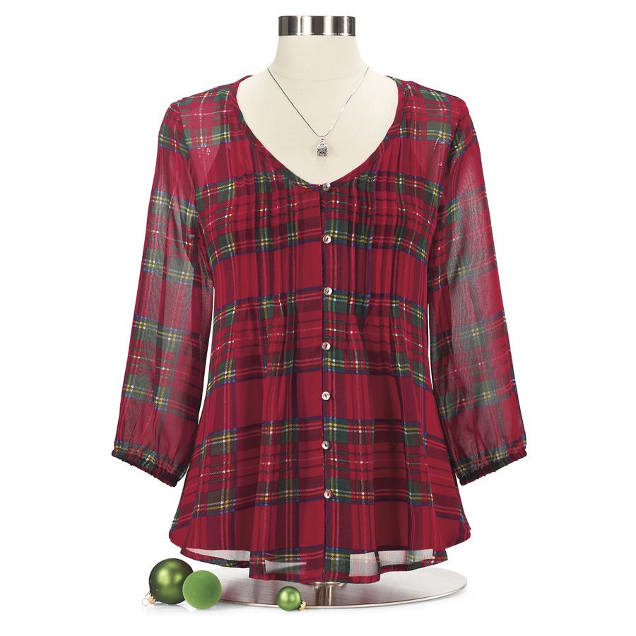 the perfect tunic for the hostess off the christmas party plaid christmas blouses plus size