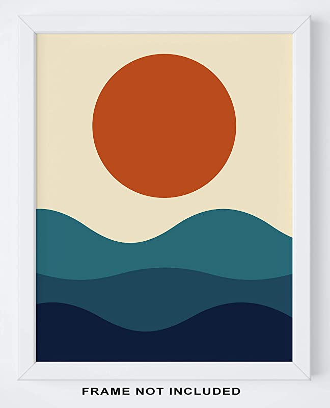 Amazon.com: Abstract Geometric Sunrise And Sunset Sea Ocean Waves Wall Art Print - 11x14" UNFRAMED Print - Modern, Minimal Ocean And Sun Wall Decor - Scandinavian, Nordic, Mid Century Modern Decor: Handmade Boho Painting, Canvas Painting Designs, Painting Art Projects, Abstract Art Painting, Nordic Painting Art, Mid Century Art Painting, Minimal Art Painting, Scandinavian Painting, Abstract Geometric Art Print