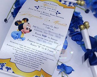 Royal Prince Baby Mickey Mouse Princess Scroll Invitation Birthday