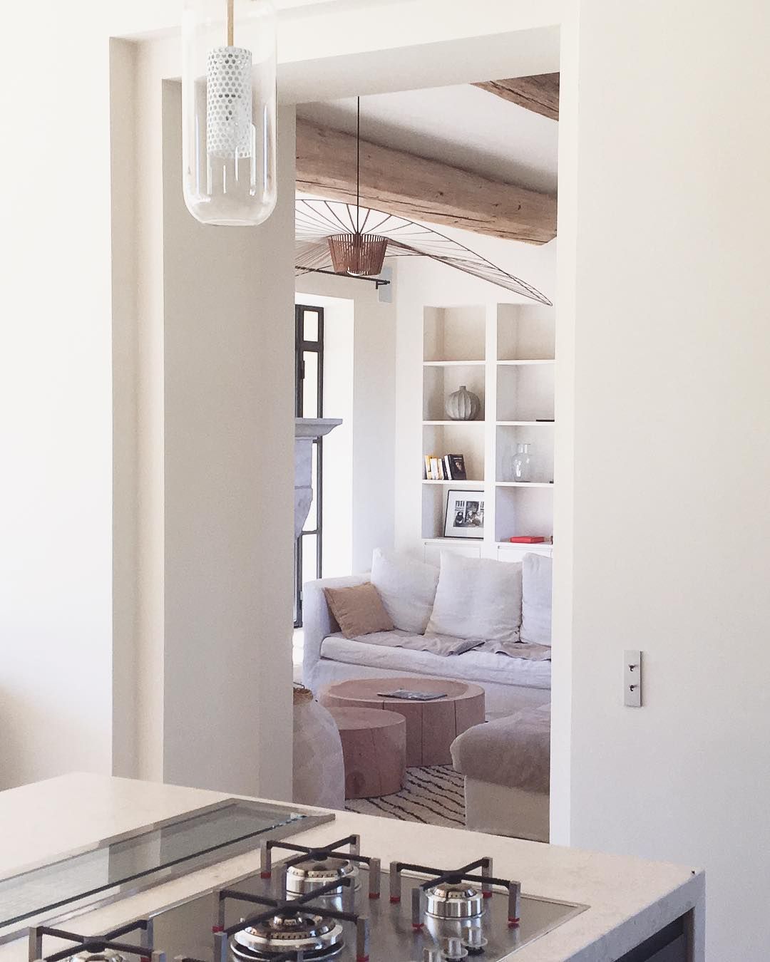 Bosc Architectes on Instagram: “Depuis la cuisine et son îlot en pierre. #boscarchitectes #masprovencal #mascontemporain #kitchen #kitchendesign #kitchendecor #livingroom…” Oversized Mirror, South, Furniture, Instagram, Home Decor, Architects, Stone, Kitchens, Decoration Home