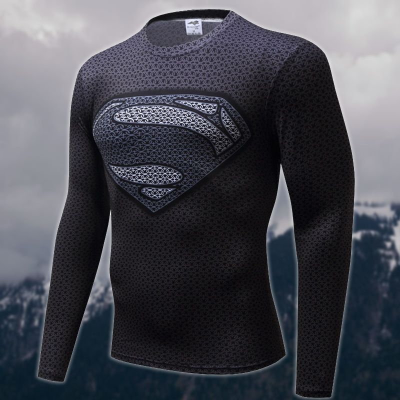 Superman Shirt Black Shape Fitness Workout Style Men Man Clothing Bodybuilding T Shirts Compression Shirt Men Compression T Shirt