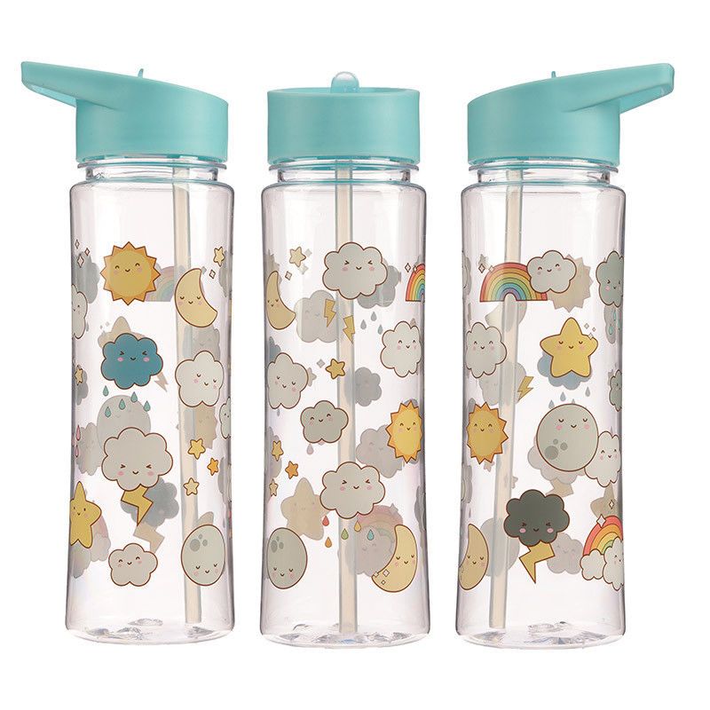 ENCHANTED MERMAID 500ML PLASTIC WATER SPORTS DRINKS LUNCH BOTTLE WITH STRAW