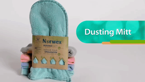 the norwex dusting mitt can be used wet or dry and is ideal for