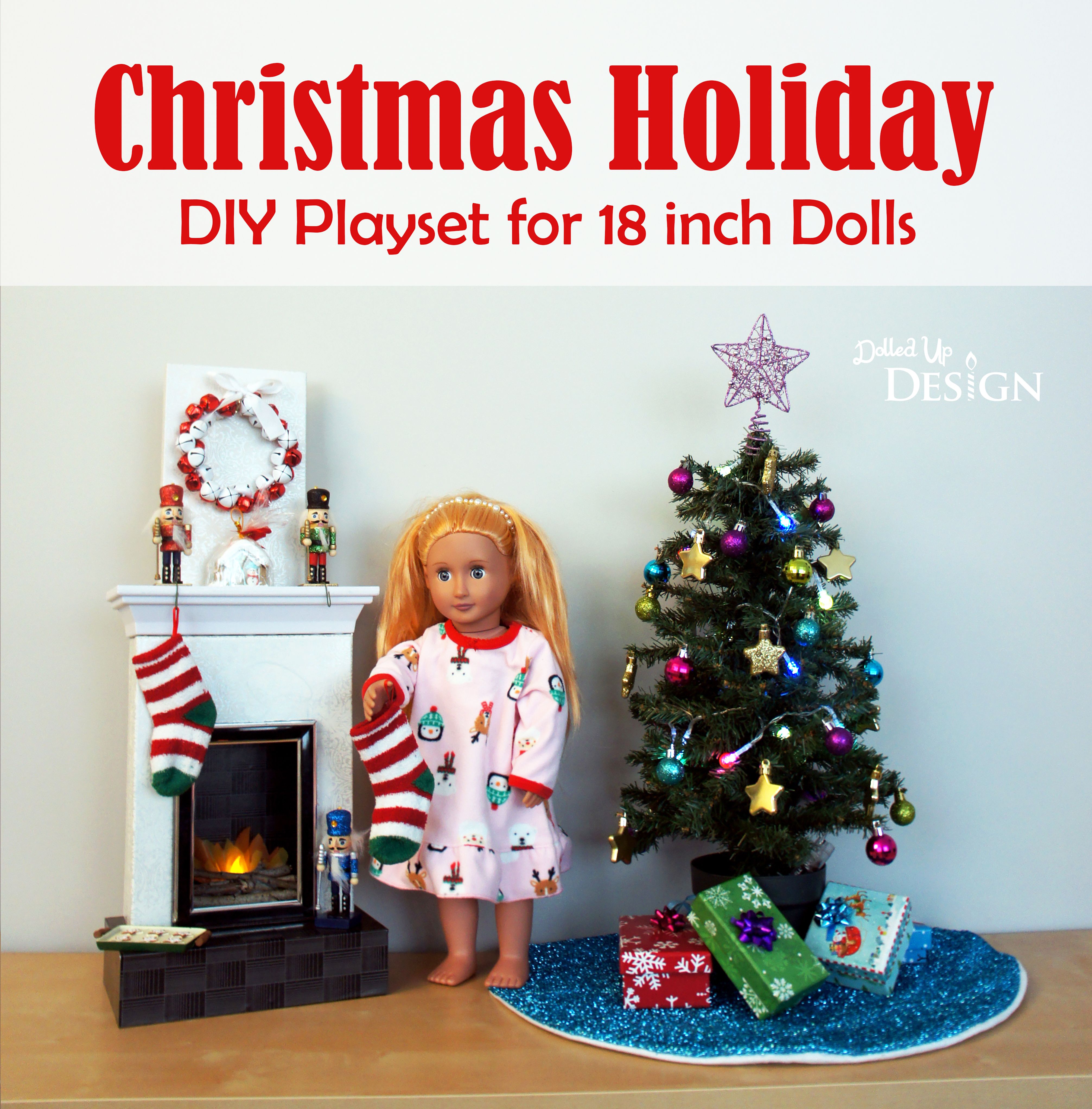 MY LIFE AS HOLIDAY DECORATIONS PLAYSET 18/" Dolls with Light Up Christmas Tree