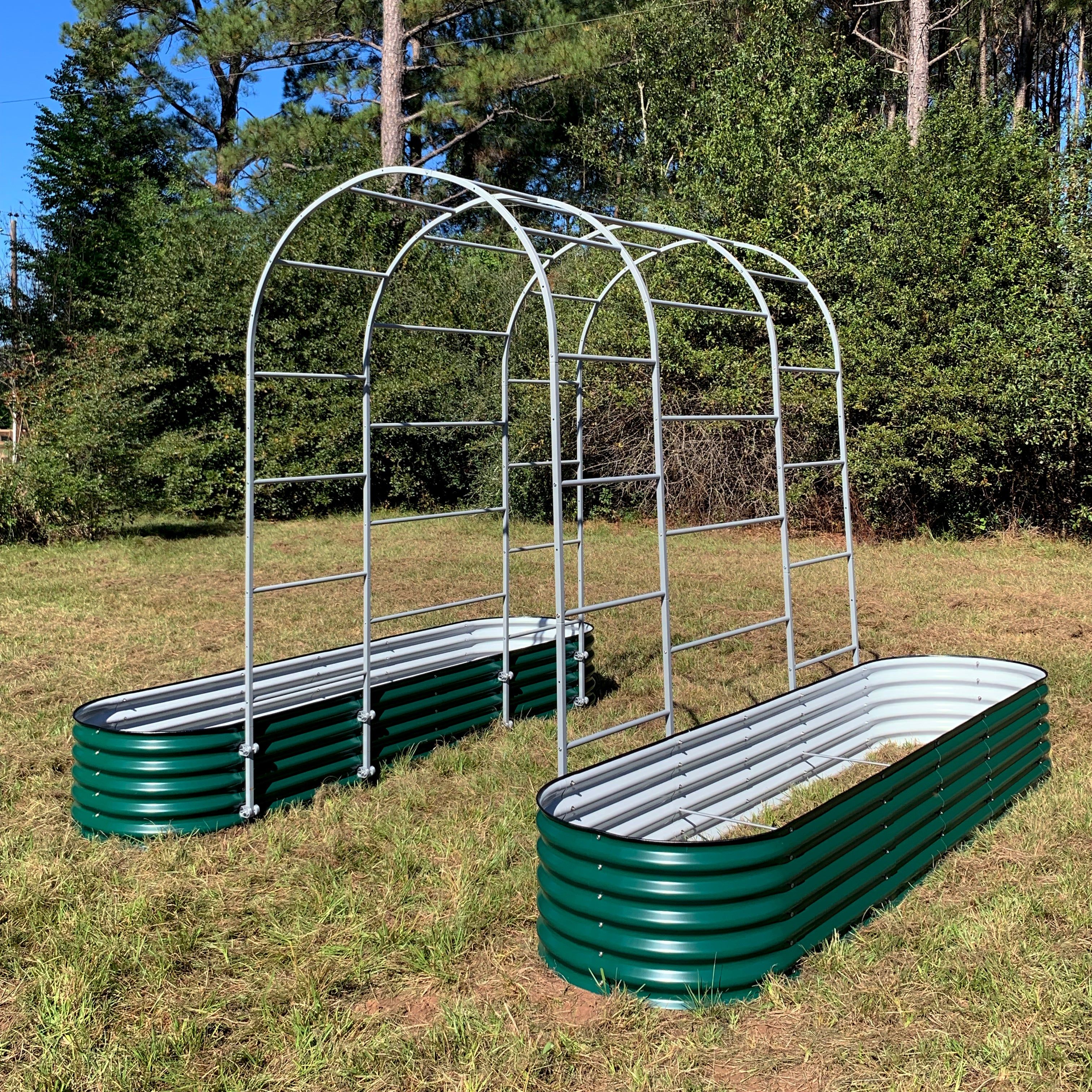 Arched garden trellises and garden arbors allow you to extend your growing space, and expand into vertical gardening. Vego Garden’s Modular Metal Garden Arch Trellises are perfect for climbing plants, runners, vines, and ivy, and will provide support for your plants to grow to new heights. Vertical gardening with the Modular Arch Trellis will help to broaden your growing space by training plants upwards, providing additional space for more plants in your Vego Garden metal raised beds.When we lau Modular Raised Garden Beds, Metal Raised Garden Beds, Raised Beds, Raised Garden Bed Corners, Raised Bed Garden Design, Vegetable Garden Design, Veggie Garden, Food Garden, Vegetable Gardening