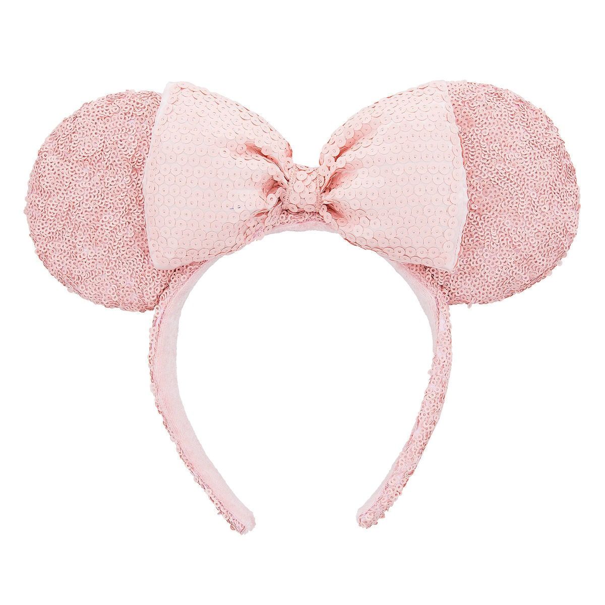Disney Parks Minnie Mouse Ears Millennial Pink Sequined Headband With Bow NWT