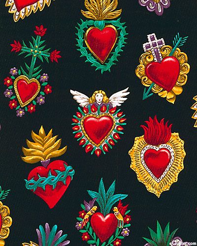 Sacred Mexican Heart Color Set Mexican Folk Art Heart Painting