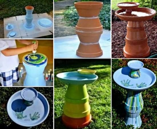 bebedero para pajaros Painted Clay Pots, Bird Houses Painted, Outdoor ...