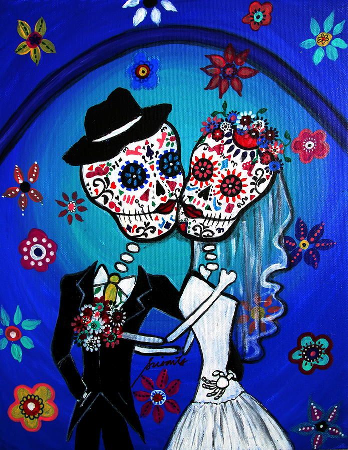 Dia De Los Muertos Art Kiss The Bride Dia De Los Muertos Art Kiss The Bride Painting