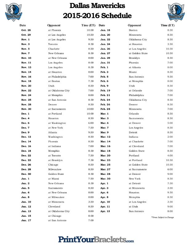 printable dallas mavericks basketball schedule 2015 2016 dallas