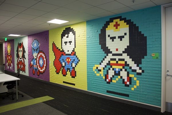 nerdy office decor comic book bored nerds create spectacularly temporary superhero postit mural at the office nerdy office decor comic book bored nerds create spectacularly temporary superhero postit mural at the office