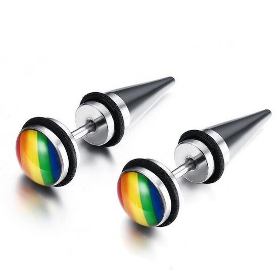 Luxury Brand Long Needle Stud Earring For Men Women Colorful Luxury Brand Long Needle Stud Earring For Men Women Colorful Korea Anium Steel Exaggerated Jewelry Bijouterie Gift