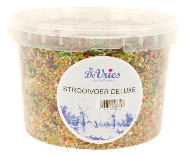 pstrongDe Vries Strooivoer Deluxe 3 liter/strongbr / Met De Vries Strooivoer Deluxe van 3 liter ondersteun jij de vogels in jouw tuin tijdens de koude wintermaanden en de rest van het jaar. br / Vind jij het leuk om vogels in jouw tuin te zien, of gun jij deze dieren wat extra#39;s? Met dit luxe strooivoer van De Vries kunnen de vogels in jouw tuin lekker genieten van een aanvulling op hun normale dieet. Dit voer bestaat uit diverse granen en zaden en is een volledig, uitgebalanceerd strooivoer. Vries, Canning, Products, Easy Meals, Home Canning, Gadget, Conservation