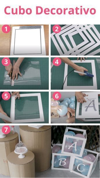 Como Fazer Cubo Decorativo para Festa Infantil | BuBa DIY Unisex Baby Shower, Baby Shower Themes, Baby Boy Shower, Birthday Balloon Decorations, Birthday Party Decorations, Diy Baby Shower Decorations, Anniversaire Diy, Baby Gender Reveal Party, Baby Shower Decorations