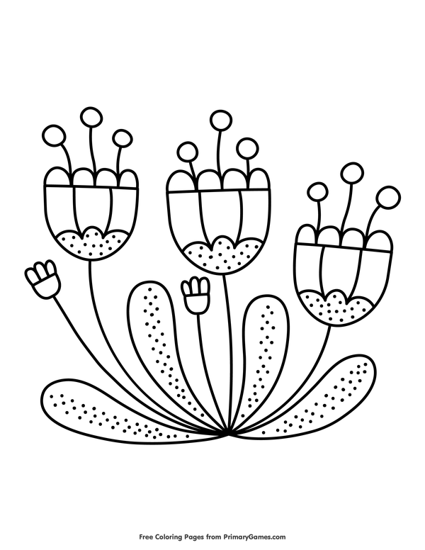 Download Tulips Coloring Page • FREE Printable eBook | Spring ...
