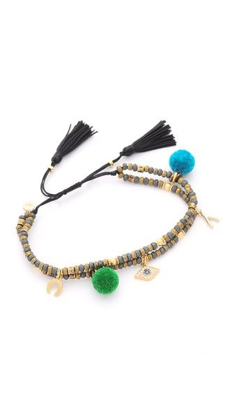 Evil Eye Pom Beaded Bracelet Bracelets And Beads Tai Evil Eye Pom Beaded Bracelet