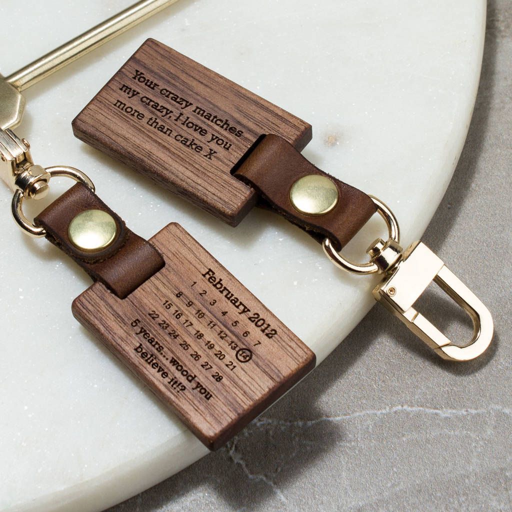 Personalised Laser Engraved Wooden Calendar Keyring