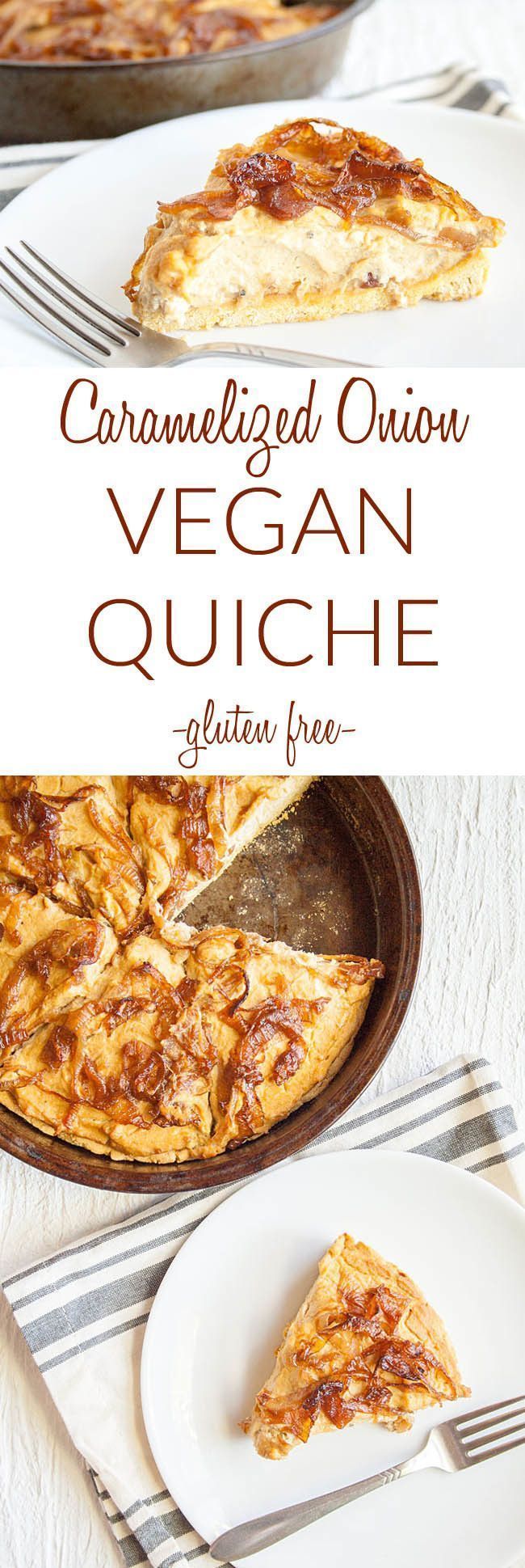 Caramelized Onion Vegan Quiche (gluten free) - This easy sweet and savory breakf... - New Ideas #glutenfreebreakfasts