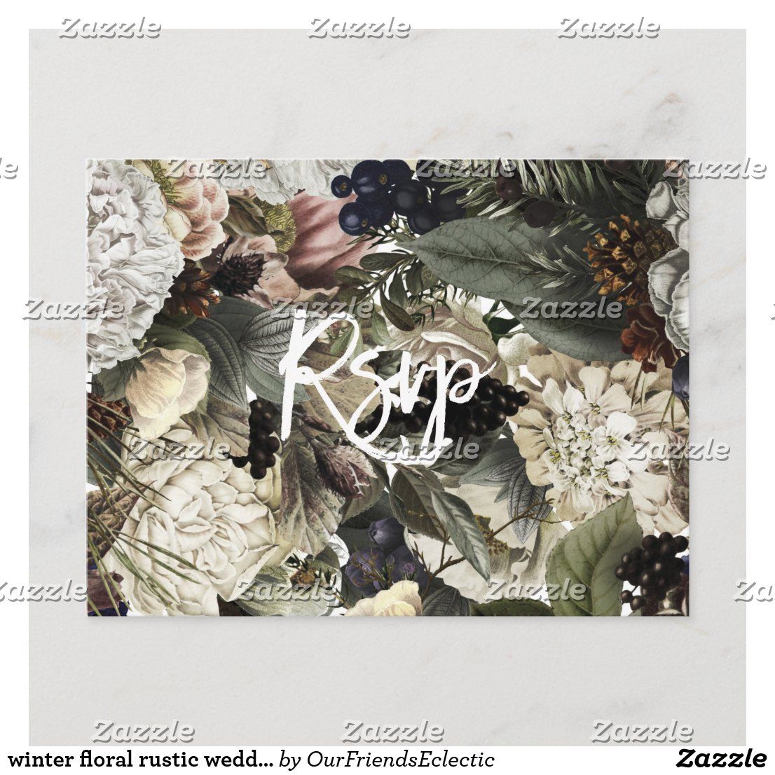 winter floral rustic wedding rsvp postcard Wedding Rsvp, Rustic Wedding, Wedding Invitations, Winter Holidays, Christmas Holidays, Rsvps, Rsvp Card, Christmas Themes, Postcard Size