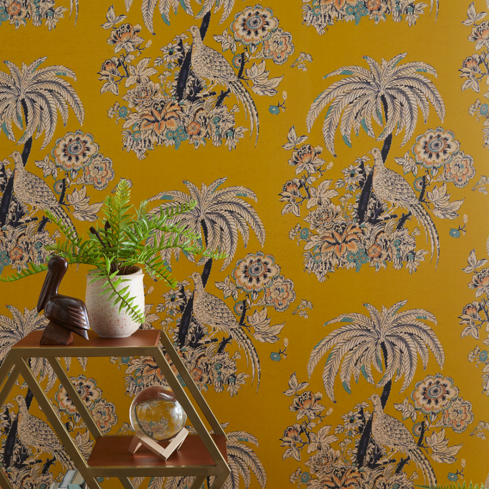 Tropical Toile Peel And Stick Wallpaper By Drew Barrymore Flower Home Yellow Walmart Com Peel And Stick Wallpaper Wallpaper Vinyl Wallpaper