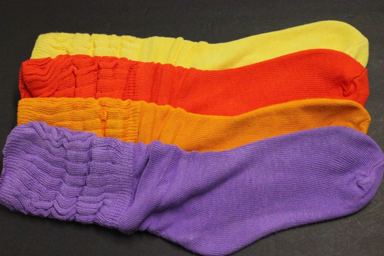 4 PAIRS LADIE/'S COTTON BLEND SLOUCH CREW SOCKS 9-11 ORANGE yellow THIN