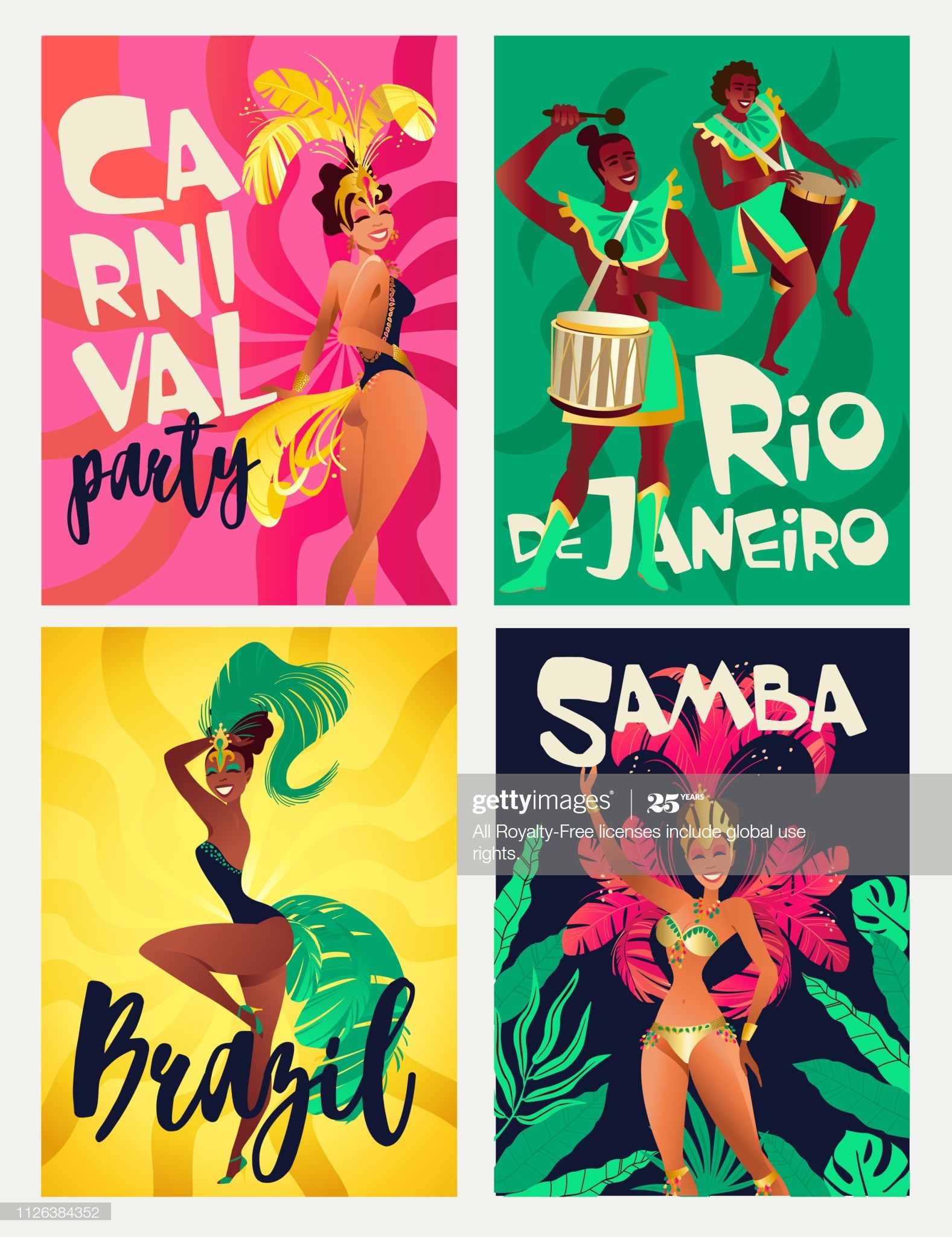 stock illustration : Brazilian samba posters. Carnival in Rio de Janeiro dancers wearing a festival costume is dancing. Vector illustration. Brazil Festival, Rio Festival, Carribean Carnival Costumes, Caribbean Carnival, Rio Carnival Costumes, Carnival Makeup, Carnival Decorations, Carnival Themes, Rio Carnival Dancers