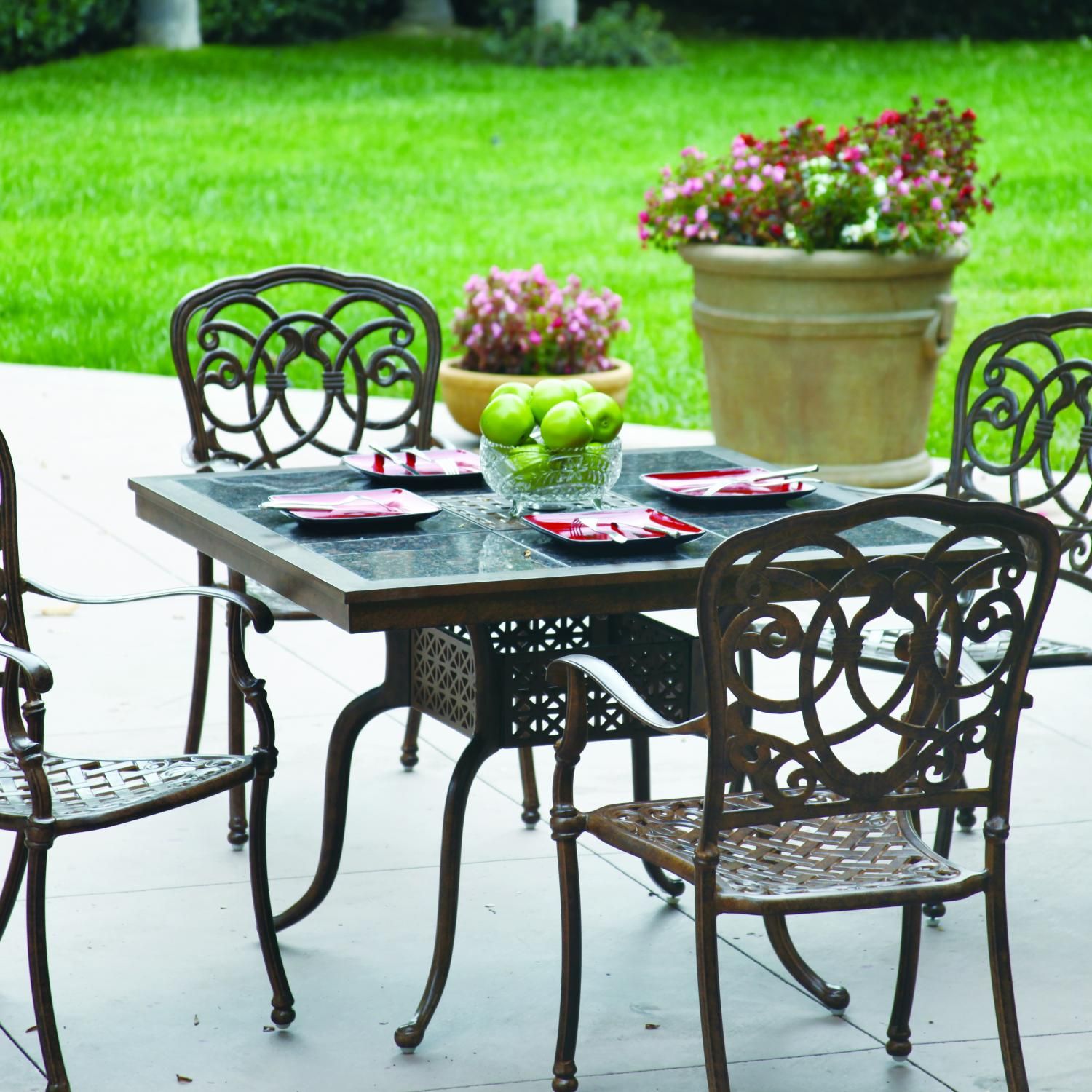 Darlee Florence 5 Piece Cast Aluminum Patio Dining Set With