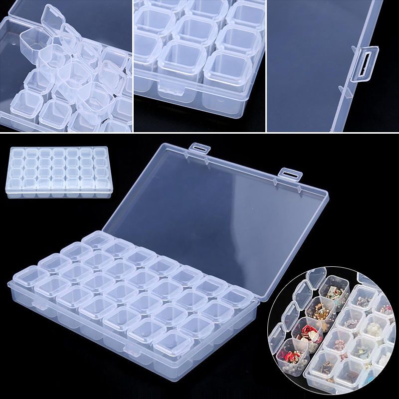 28 Slots Plastic Storage Box Jewelry Beads Craft Container Home Organizer Case