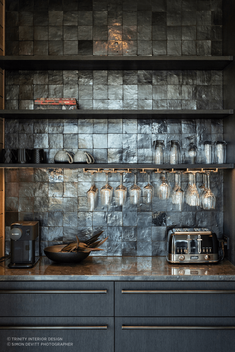 Queenstown House - Trinity Interior Design | ArchiPro Kitchen Interior, Kitchen Decor, Kitchen Bar Design, Interior Tiles, Bar Interior, Bathroom Interior Design, Interior Details, Interior Decorating, Modern Interior Design