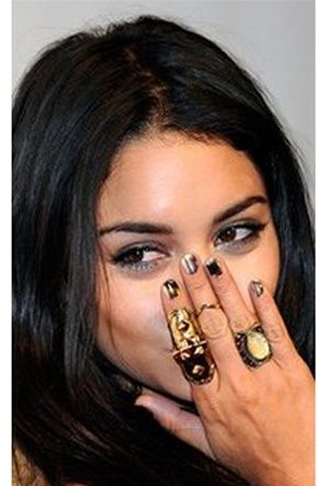 Actress Vanessa Hudgens wearing armor ring Celebrity nails