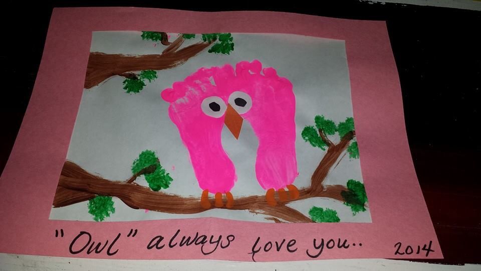 Owl always love you..Valentines craft Footprint Craft, Handprint Craft
