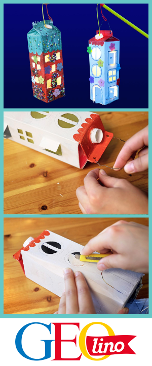 Laternen aus Milchkartons #fallcraftsfortoddlers
