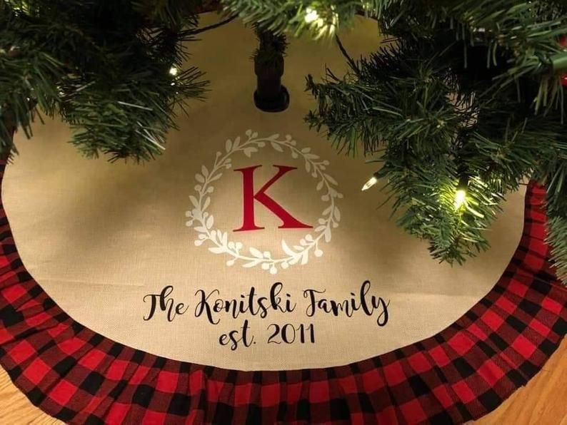 Customizable Christmas Tree Ornaments Rustic Plaid