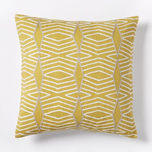 Crewel Diamond Stripe Pillow Cover Citrus Yellow Pillows Stripe Pillow Pillow Covers